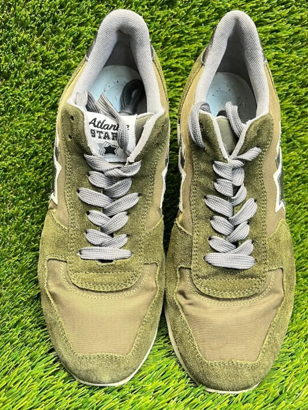 Atlantic Stars Antares Mens Size 8 Green White Athletic‎ Running Shoes Sneakers